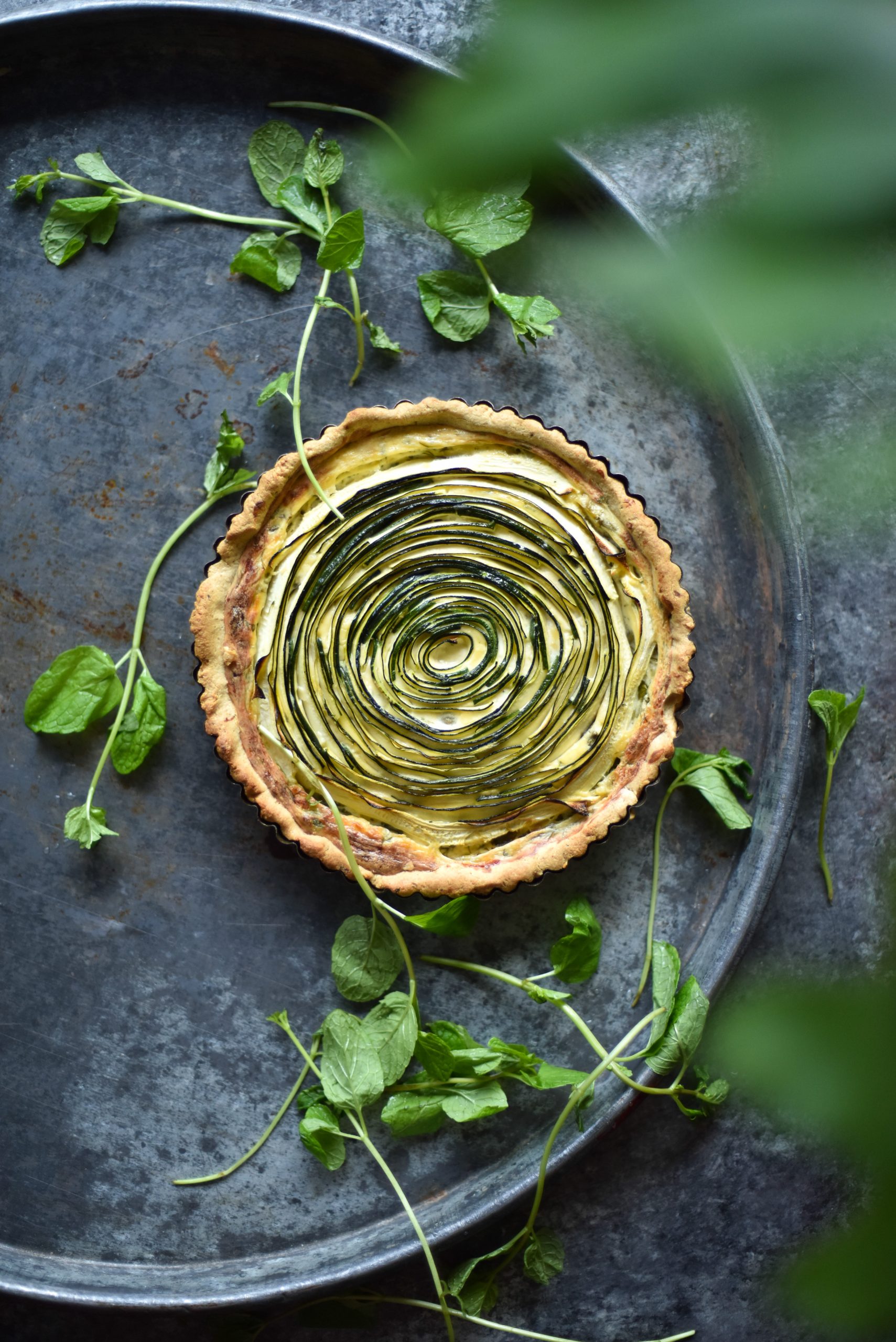 Grain free zucchini tart with ricotta and herbs