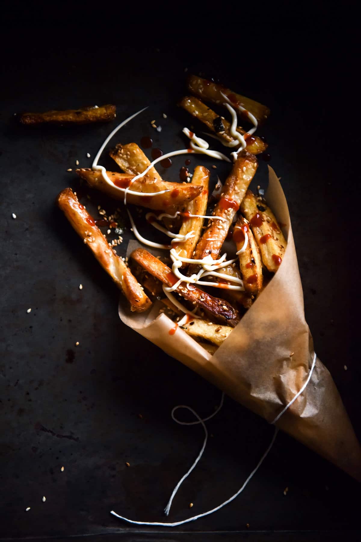 Vegan furikake fries with spicy kewpie dipping sauce - George Eats