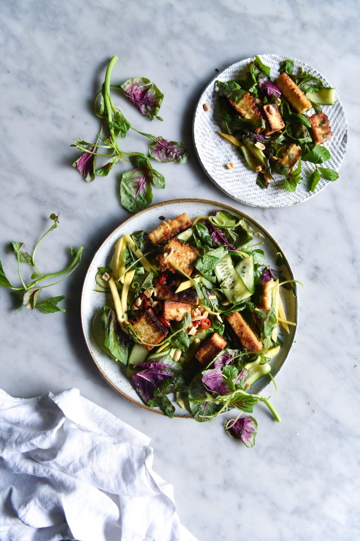 Vegan vietnamese tofu with a kind of nuoc mam and mango from www.georgeats.com