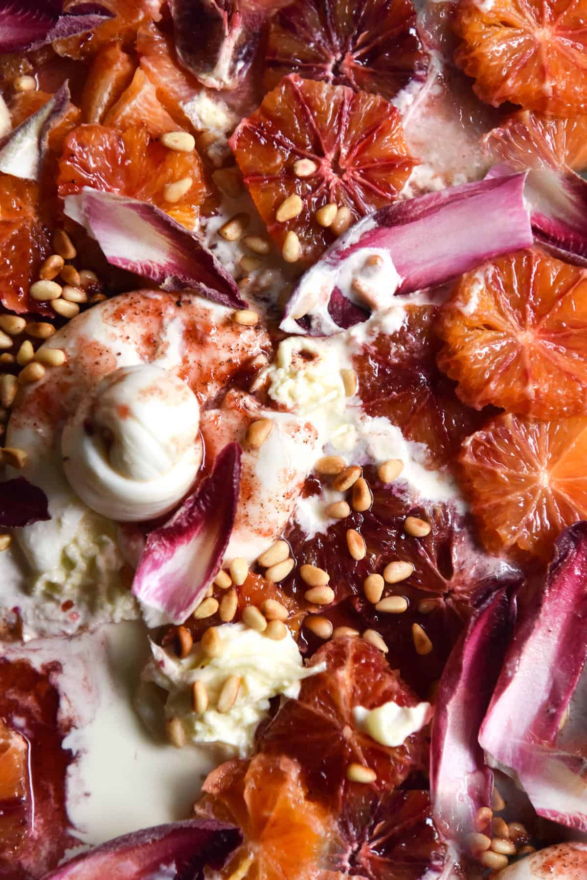 Blood orange, burrata, pine-nut salad with Christmas dressing from www.georgeats.com | @georgeats