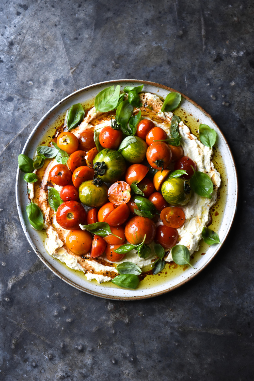 Lactose free lemon ricotta with summer tomatoes and basil Eats