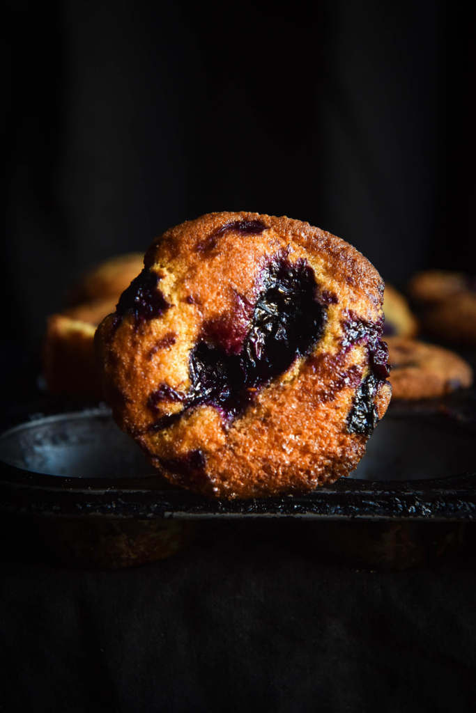 Gluten free classic blueberry muffins. FODMAP friendly and low lactose. Recipe from www.georgeats.com