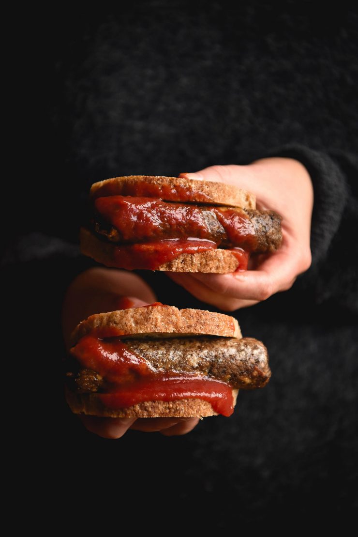 Vegan, gluten free sausages from www.georgeats.com