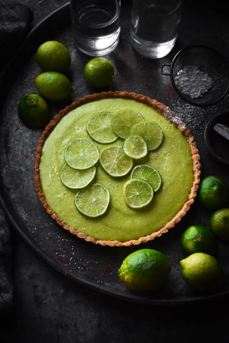 Glutenfree lime curd tart with graham cracker crust (FODMAP friendly