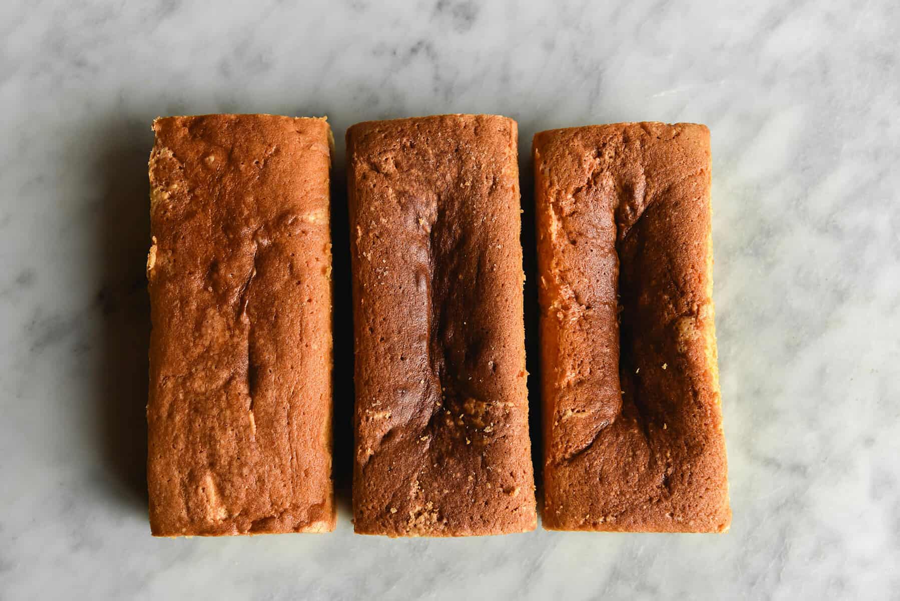 A comparison of three gluten free lemon drizzle cakes with different amounts of baking powder