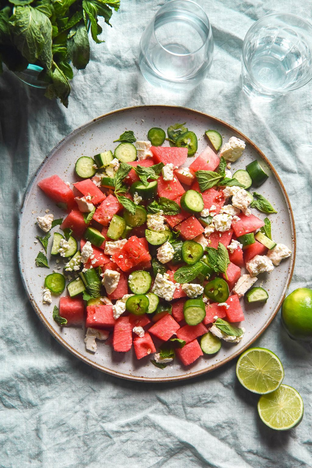 Watermelon and tajin salad with feta and mint - George Eats