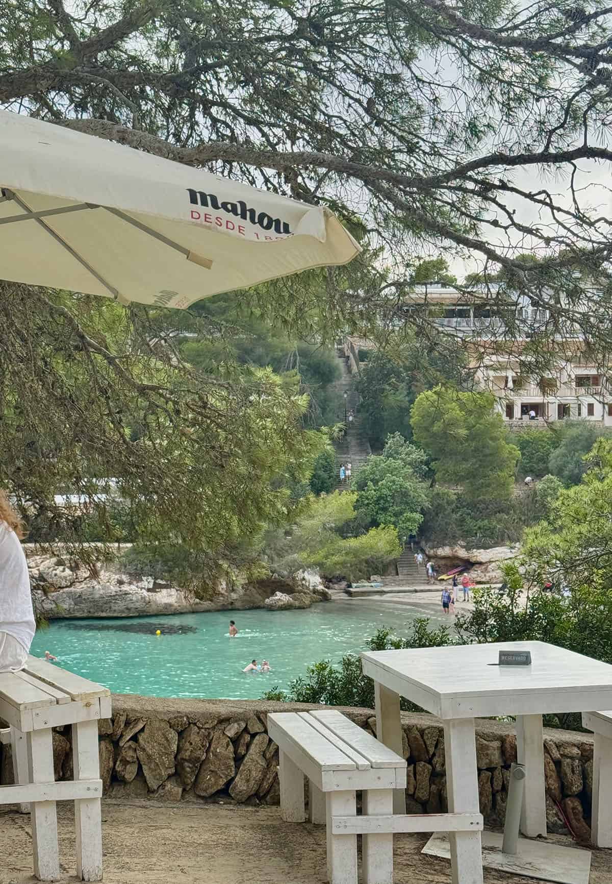 An image of the view of Cala Santanyi as seen from Cafe Drag