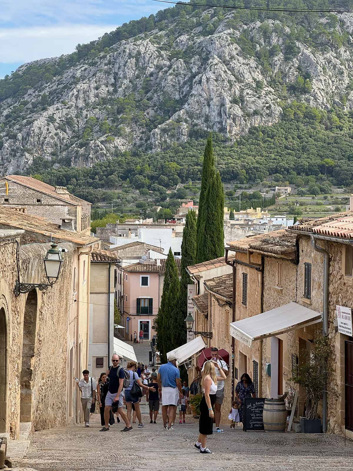 An image of Pollenca down as viewed from midway up the Calvari steps