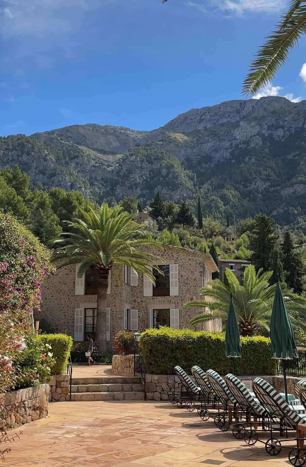 A view of the pool area at Belmond Residencia in Deia, Mallorca