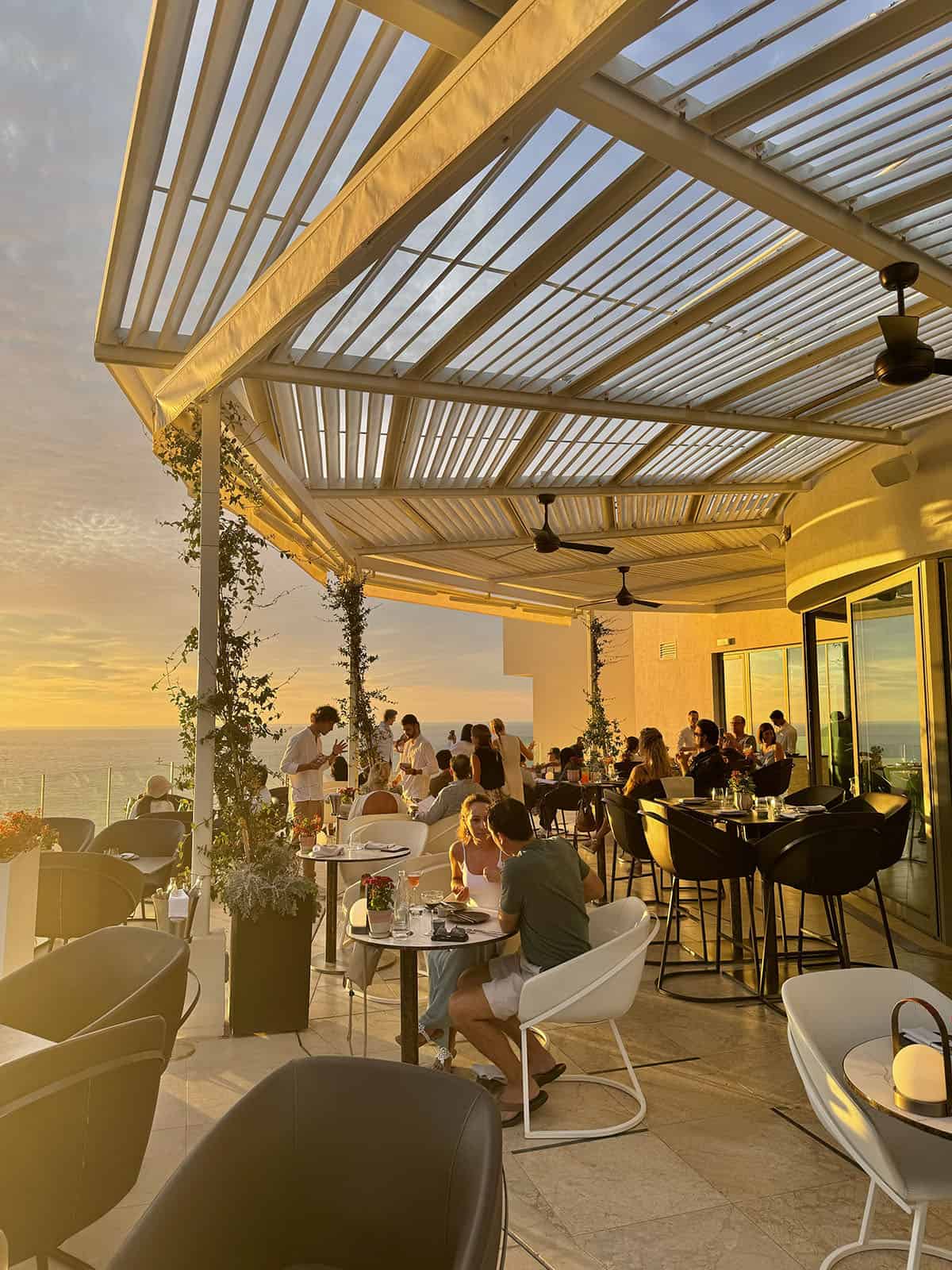 The Sunset Lounge at Juimerah hotel in Port De Soller at golden hour