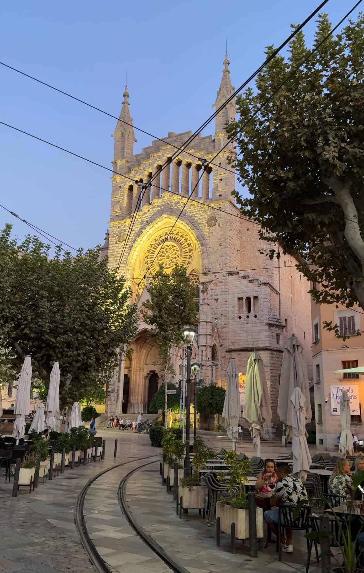 An image of the church of Bartholomew in Plaza De La Constitutión in Soller, Mallorca