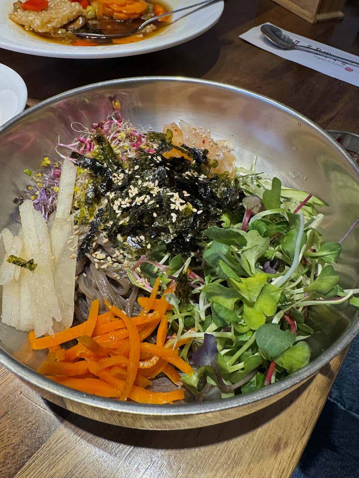 Vegetarian buckwheat noodles at a temple restaurant in Seoul, South Korea
