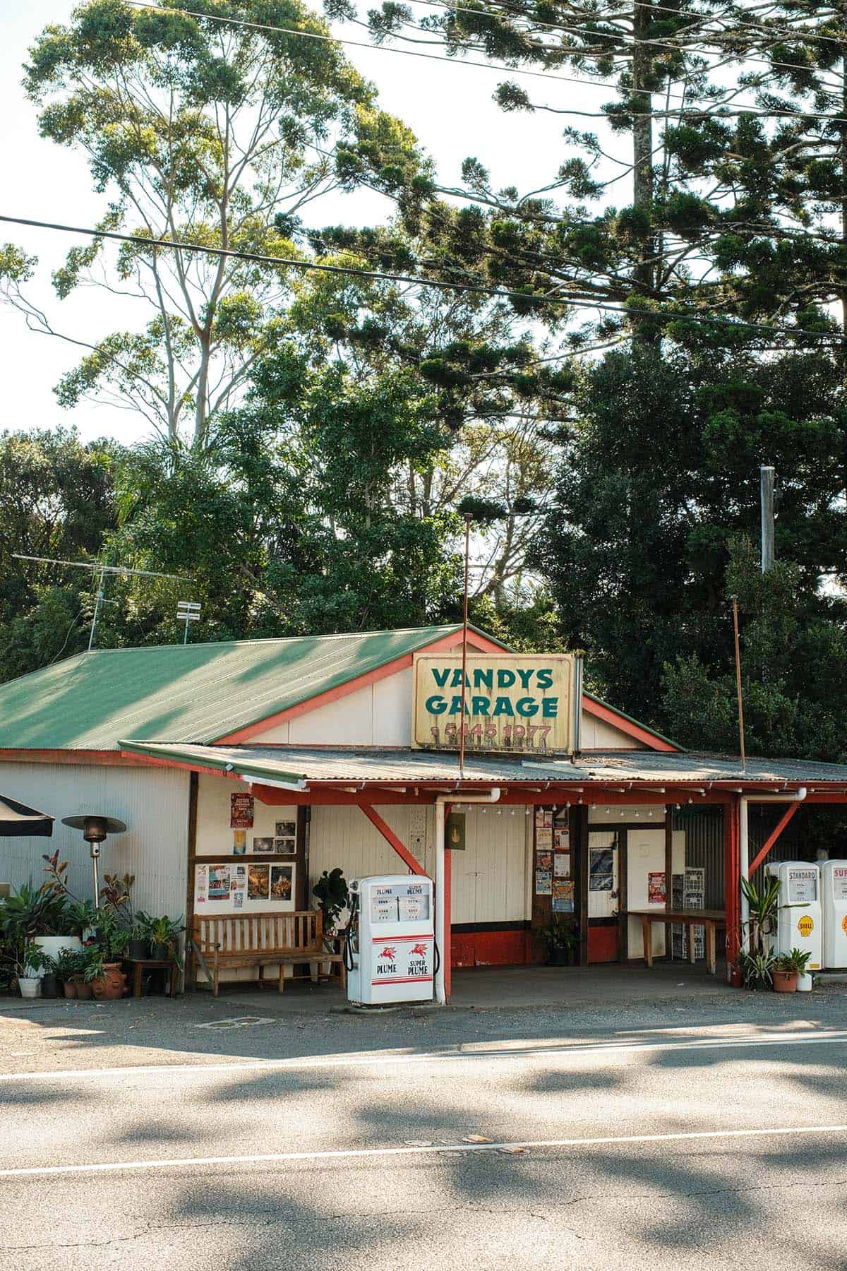 An old garage in Buderim, Queensland that houses a retro coffee shop