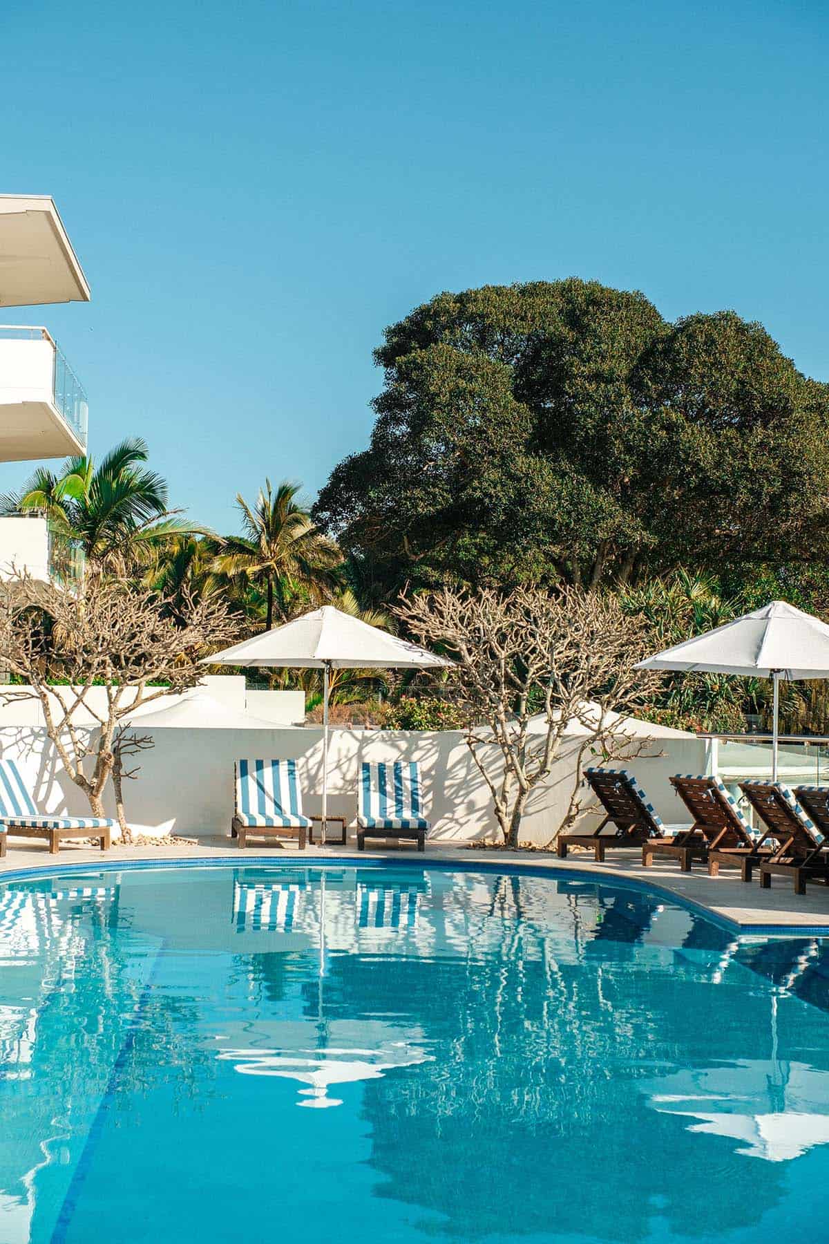 The pool at Tingirana Noosa on a clear sunny day