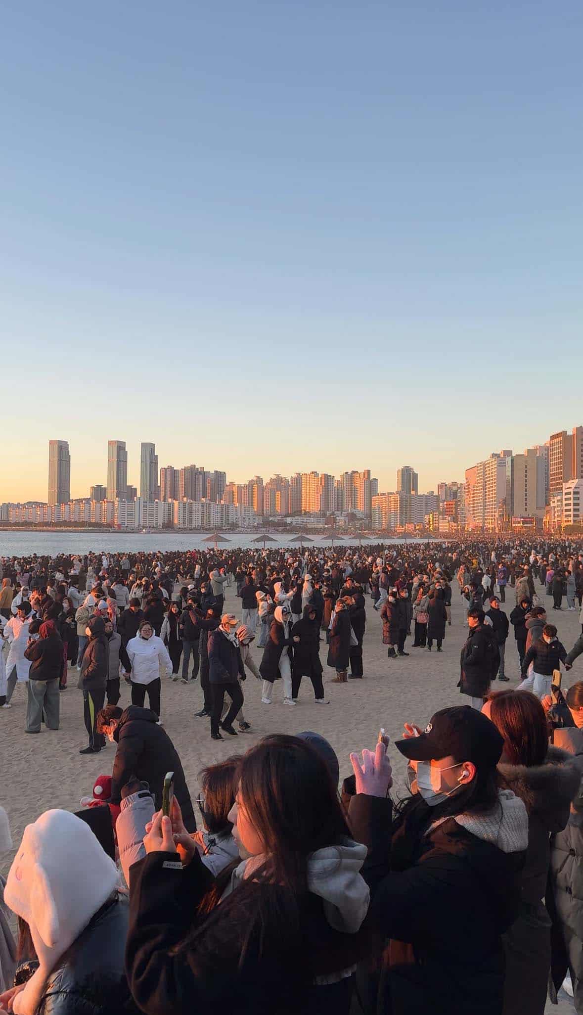 Gwangalli Beach on New Year's Morning at sunrise 