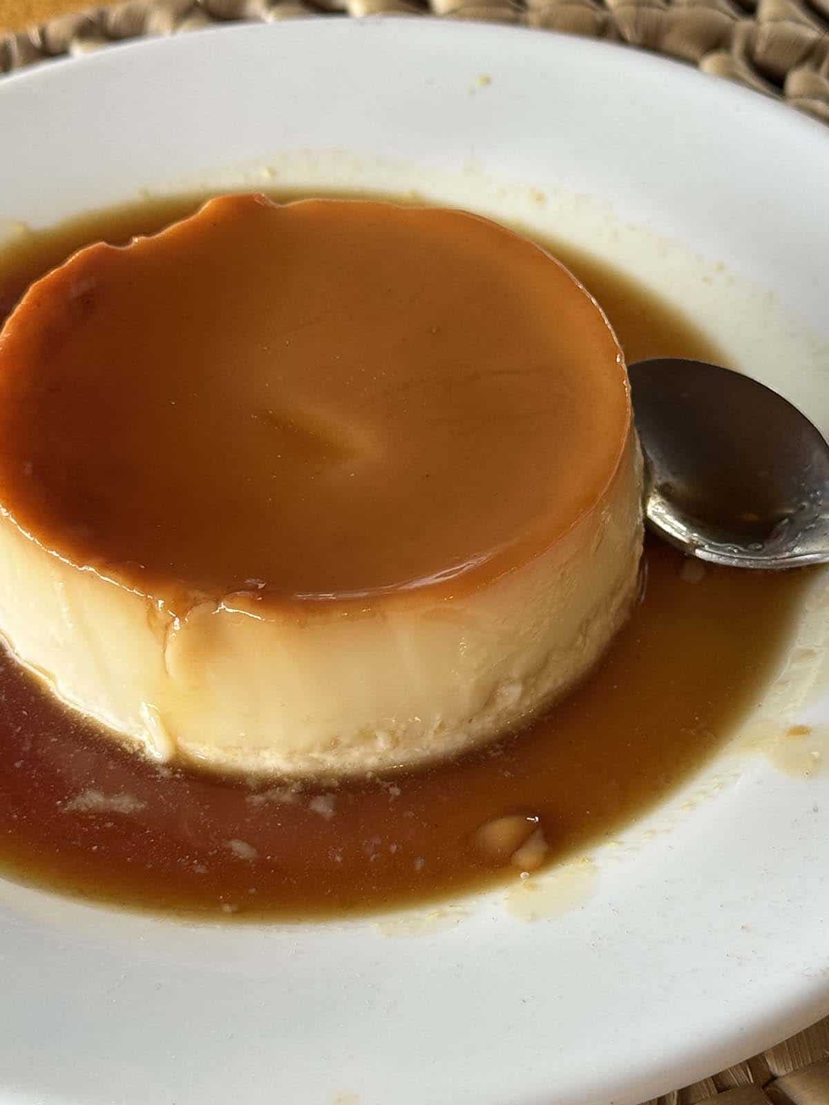 A close up image of the creme caramel at Monsoons restaurant in Mombasa