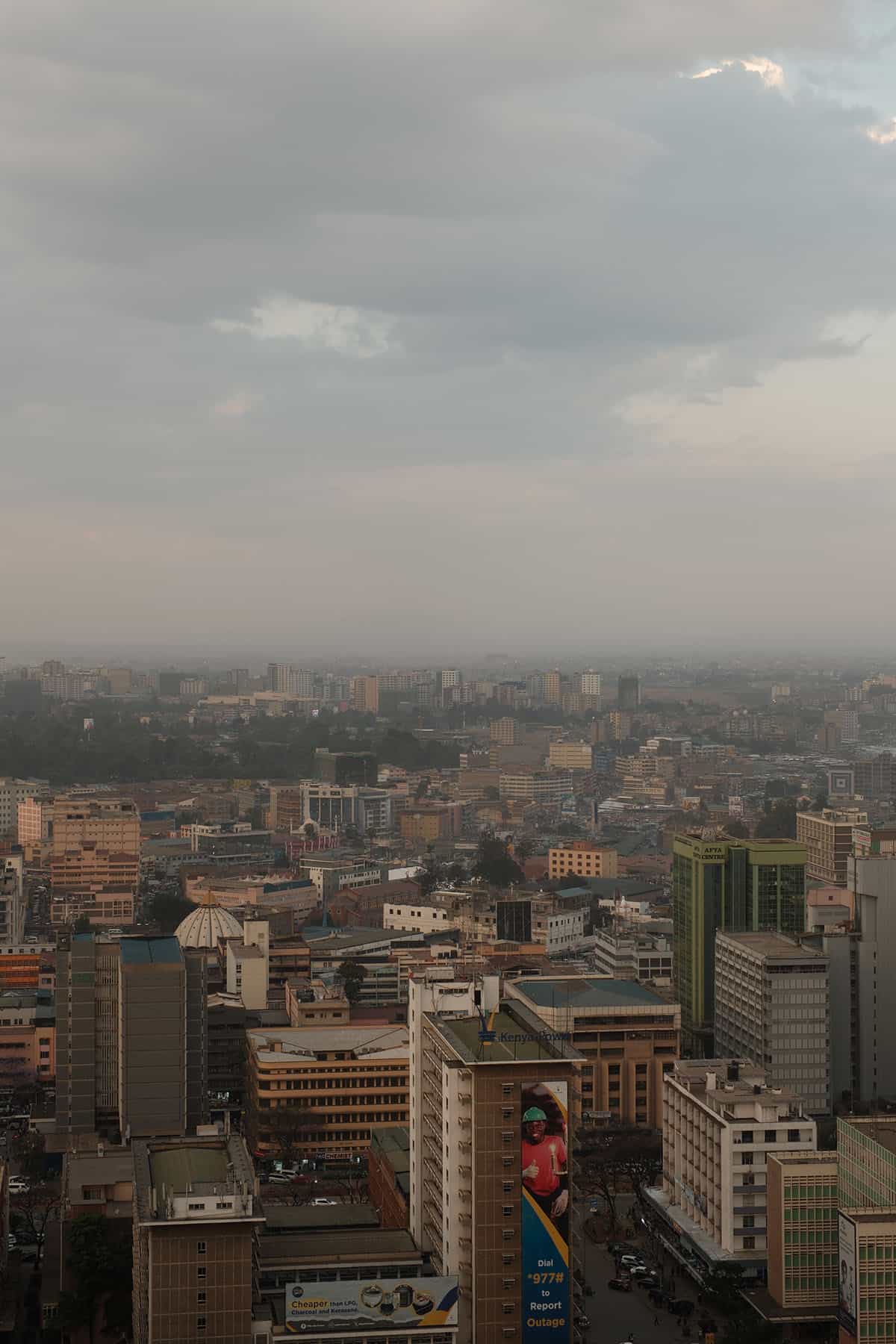 The view of Nairobi Skyline as seen from the KICC building