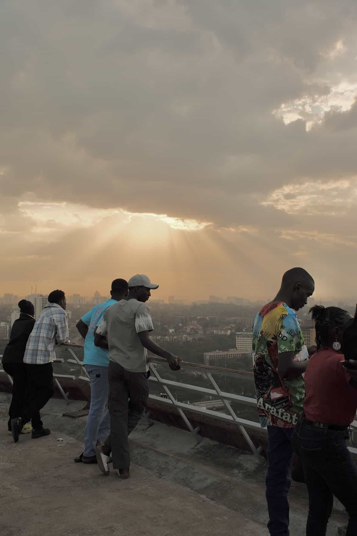 Sunset at the KICC building in Nairobi, Kenya