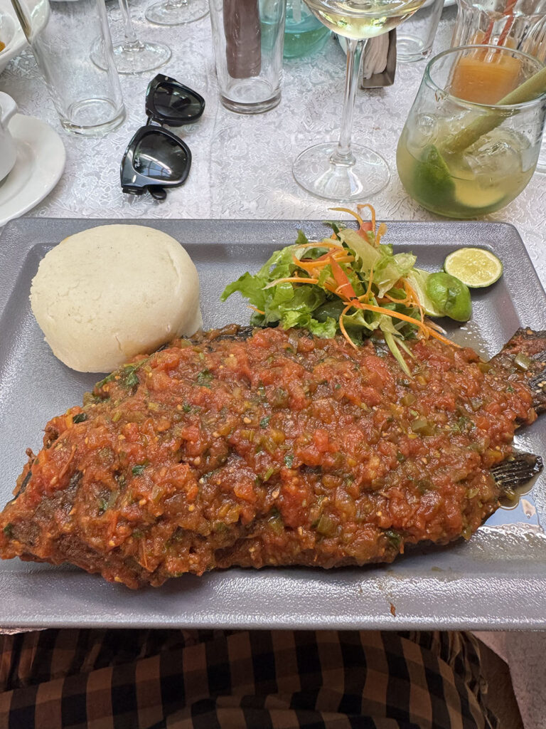 An image of a traditional Kenyan fish dish at Talisman in Nairobi, Kenya